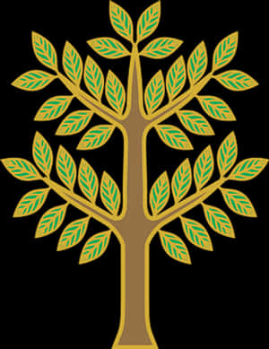 Golden Tree Illustration PNG image with transparent background