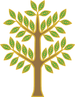 Golden Tree Illustration PNG Image