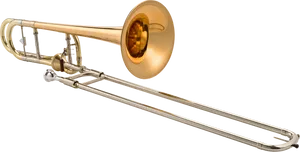 Golden Trombone Isolatedon Black PNG Image