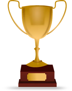 Golden Trophyon Black Background PNG Image