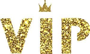 Golden V I P Textwith Crown PNG Image