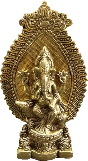 Golden Vinayagar Statue PNG Image