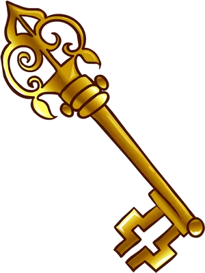 Golden Vintage Key Illustration PNG Image