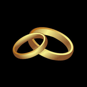 Golden Wedding Rings Graphic PNG image with transparent background
