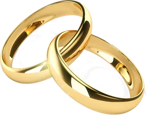 Golden Wedding Rings Interlocked Clipart PNG Image