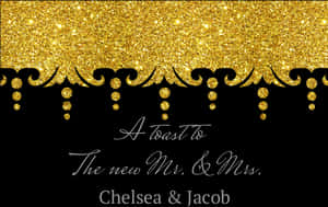 Golden Wedding Toast Invitation PNG image with transparent background
