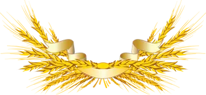 Golden Wheatand Ribbon Vector PNG Image