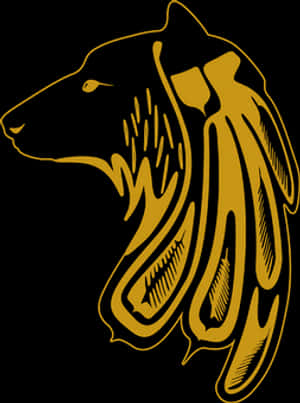 Golden Wolf Silhouette Art PNG image with transparent background