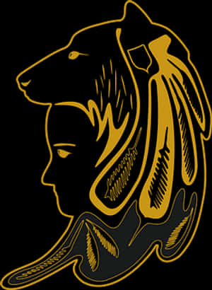 Golden Wolfand Warrior Artwork PNG image with transparent background