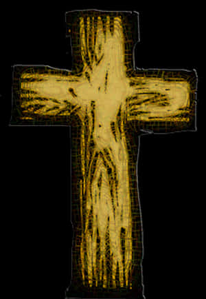 Golden Wood Grain Cross PNG with transparent background