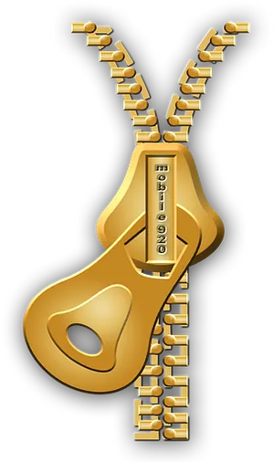 Golden Zipper Illustration PNG Image