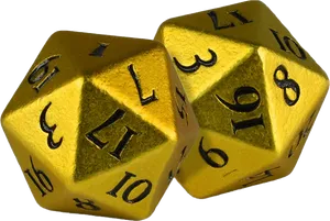 Golden20 Sided Dice PNG Image