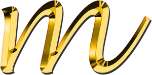 Golden3 D Letter M PNG Image