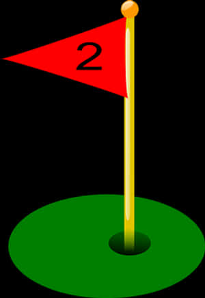 Golf Hole Number2 Flagstick PNG with transparent background