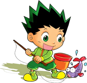 Gon Fishing Adventure Anime Character PNG Image