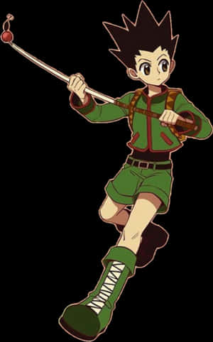 Gon Fishing Rod Action Pose PNG image with transparent background
