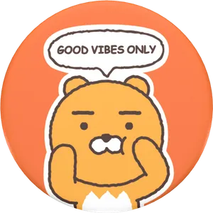 Good Vibes Only Cartoon Bear PNG Image