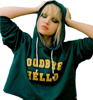 Goodbye Hello Hoodie Woman PNG Image