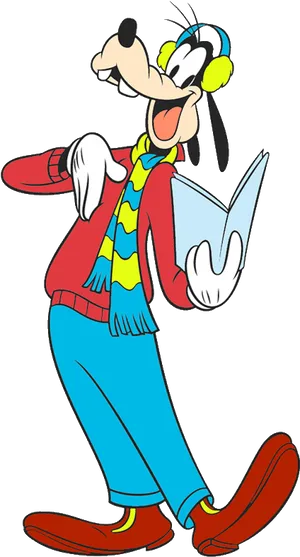 Goofy Character Laughing With Book.png PNG Image