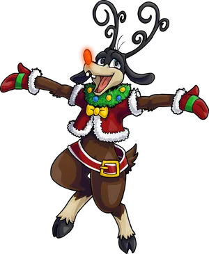 Goofy Reindeer Holiday Celebration PNG Image