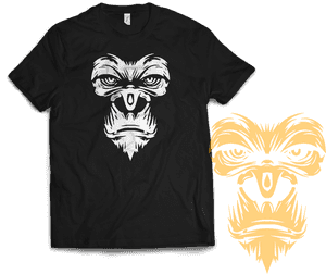 Gorilla Face Front T-shirt - Gorilla, HD Png Download PNG image with transparent background