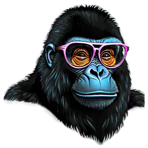 Gorilla With Round Glasses Png Aev PNG Image