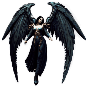 Gothic Angel Wings Design PNG lue PNG