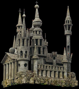 Gothic Fantasy Castle Sculpture PNG image with transparent background
