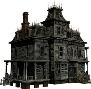 Gothic_ Haunted_ House_3 D_ Render PNG Image