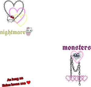 Gothic Hello Kitty Themed Graphic PNG Image