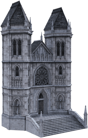 Gothic Mansion3 D Model PNG image with transparent background