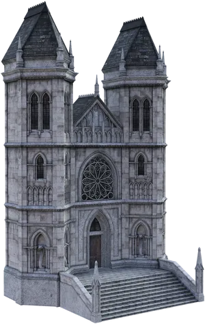 Gothic Mansion3 D Model PNG Image