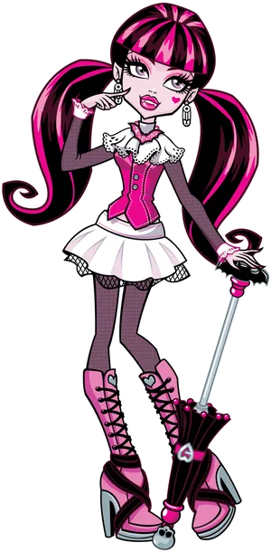 Gothic Monster Girl Cartoon PNG Image