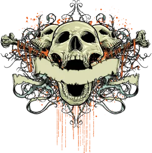 Gothic Skull Artwork PNG Image