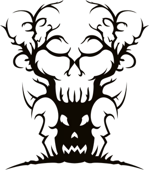 Gothic Skull Illusion Artwork PNG Image