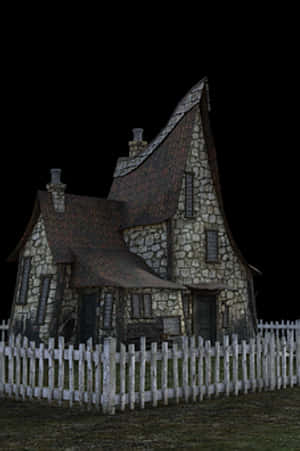 Gothic Style Stone House Night PNG image with transparent background