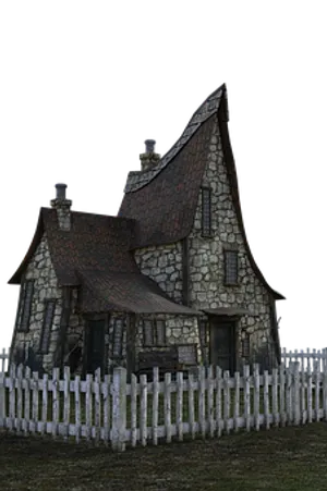 Gothic Style Stone House Night PNG Image