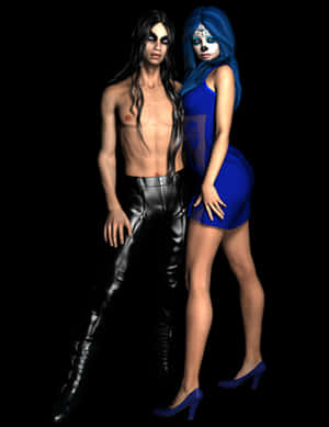Gothicand Mystic Couple3 D Artwork PNG image with transparent background
