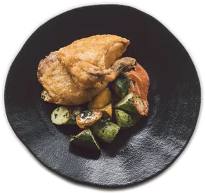 Gourmet Fried Chicken Dish PNG Image