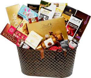 Gourmet Gift Basket Assortment PNG image with transparent background