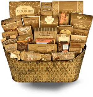 Gourmet Gift Basket Assortment PNG image with transparent background