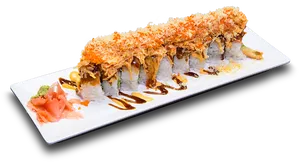 Gourmet Sushi Roll Plating PNG Image