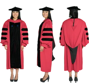 Graduate In Red And Black Regalia PNG Image