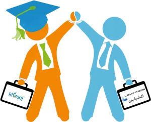 Graduateand Businessman Celebration PNG Image