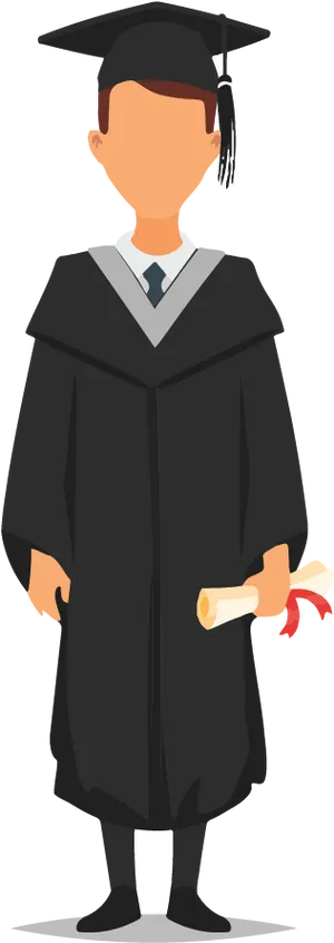 Graduatein Capand Gown Holding Diploma PNG Image