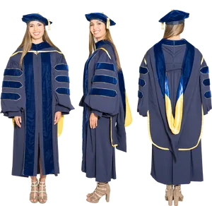 Graduatein Regalia Three Views PNG Image