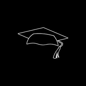 Graduation Cap Outlineon Black Background PNG image with transparent background