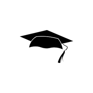 Graduation Cap Outlineon Black Background PNG Image