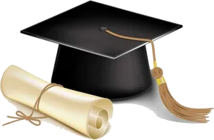 Graduation Capand Diploma PNG Image