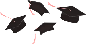 Graduation Caps Tossedin Celebration PNG Image